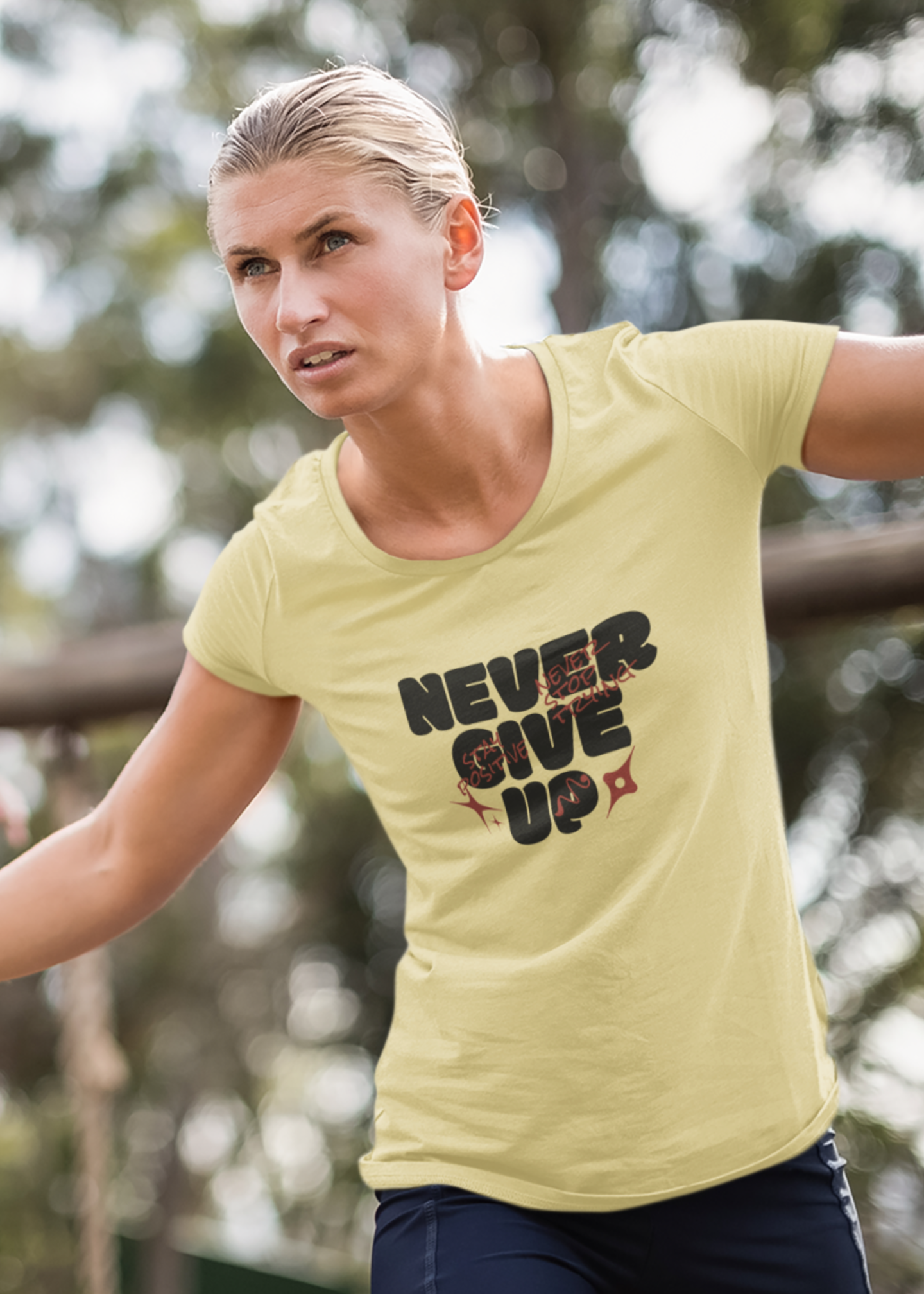 "Never Give Up" Motivational T-Shirt