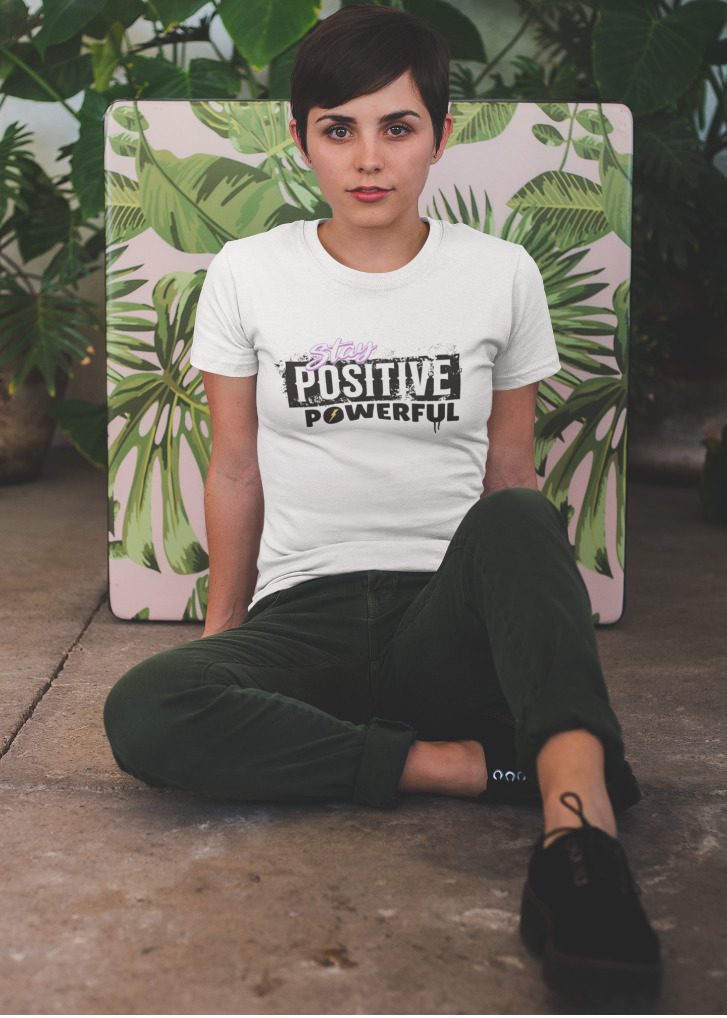 "Stay Positive, Be Powerful" Graffiti Style Tee