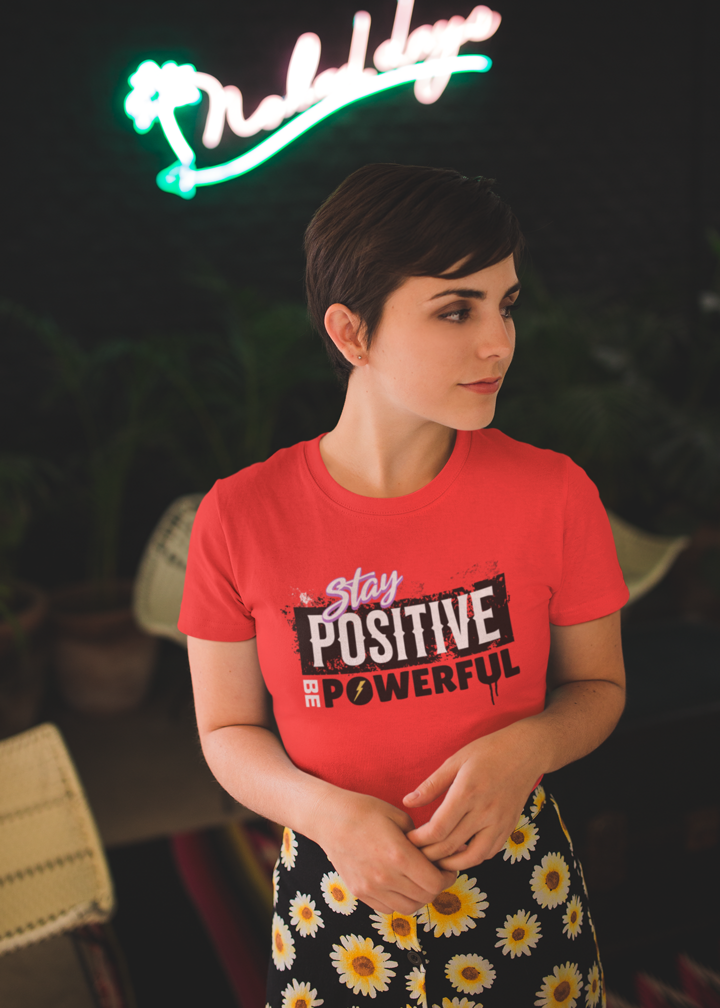 "Stay Positive, Be Powerful" Graffiti Style Tee